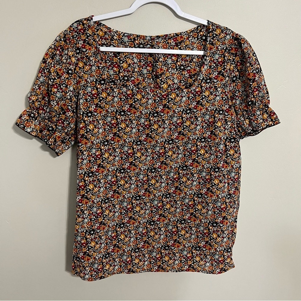 SHEIN Curve Floral Square Neck Short Sleeve Top size 1X